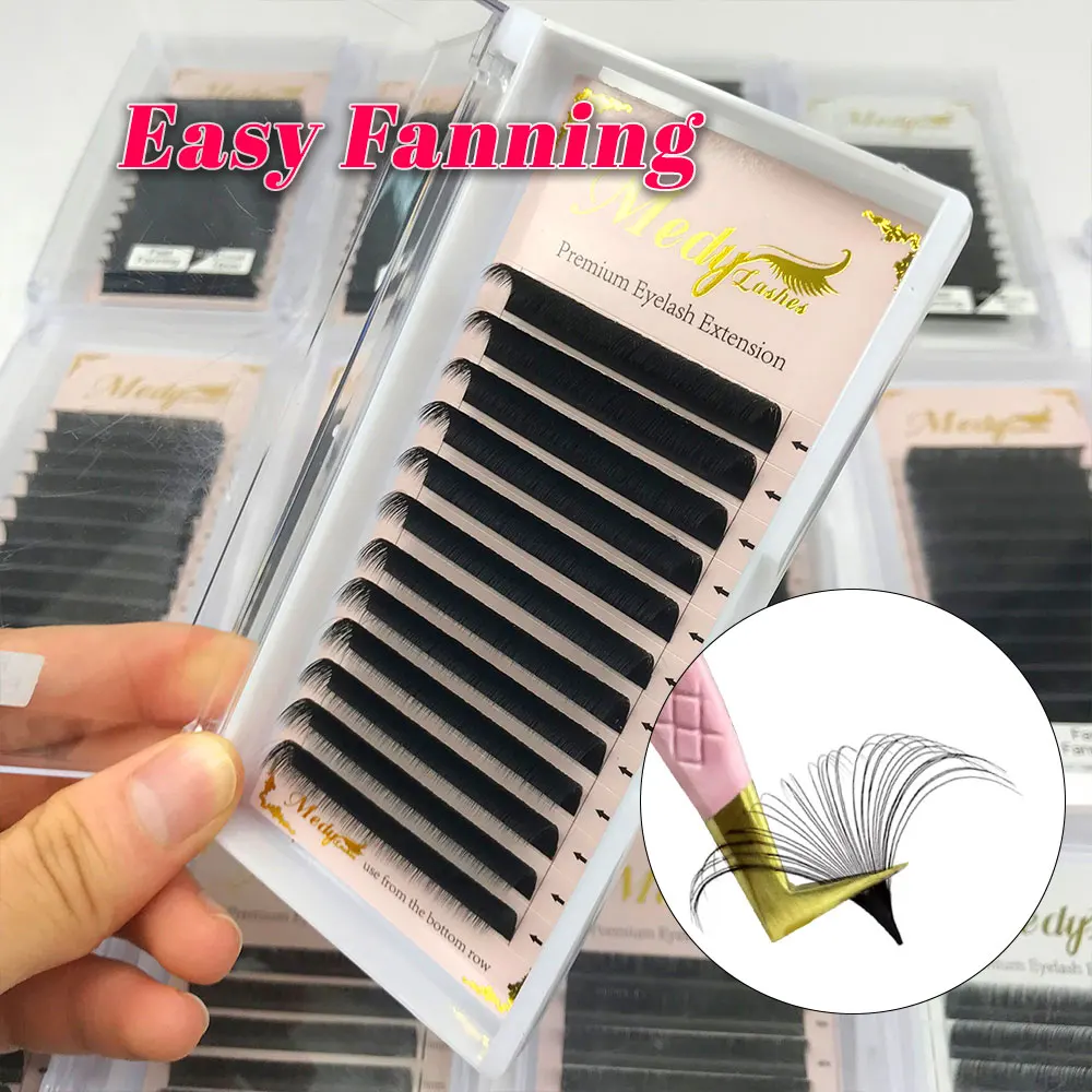 Easy Fan Eyelashes Vendor Mega Volume Fast Fan fanning eyelash extensions 0.03 0.05 0.07 cashmere matte Volume eyelashes