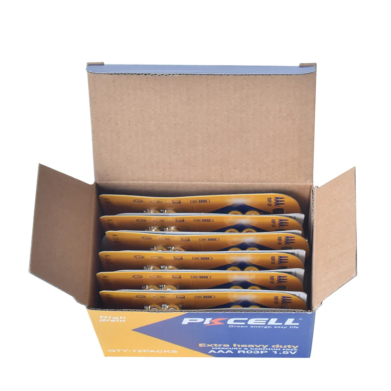 PKCELL dry batteries 1.5v AAA R03P UM4 heavy duty battery for desk lamp agitator wireless mouse keyboard