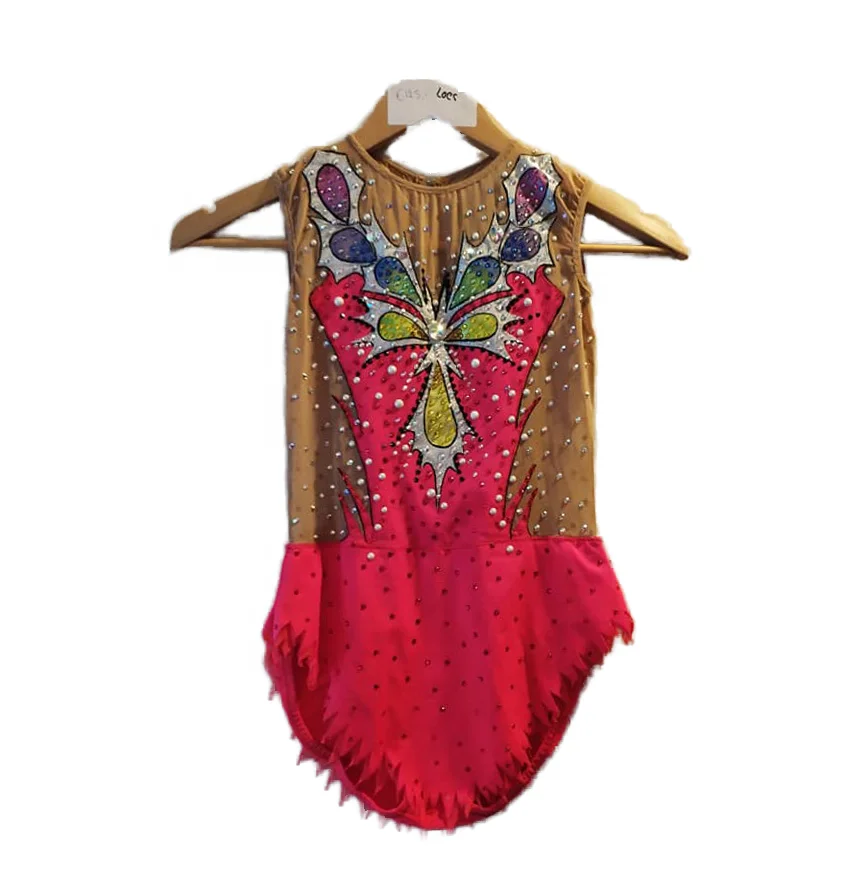 OEM Girls Artistic Rhythmic Gymnastic Leotard Bodysuit Spandex Dance Wear for Kids Training