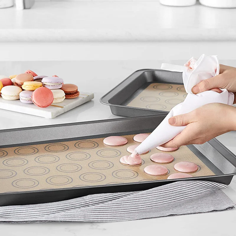 Custom premium eco-friend non-stick air fryer food grade kitchen silicone baking mat set for Macarons