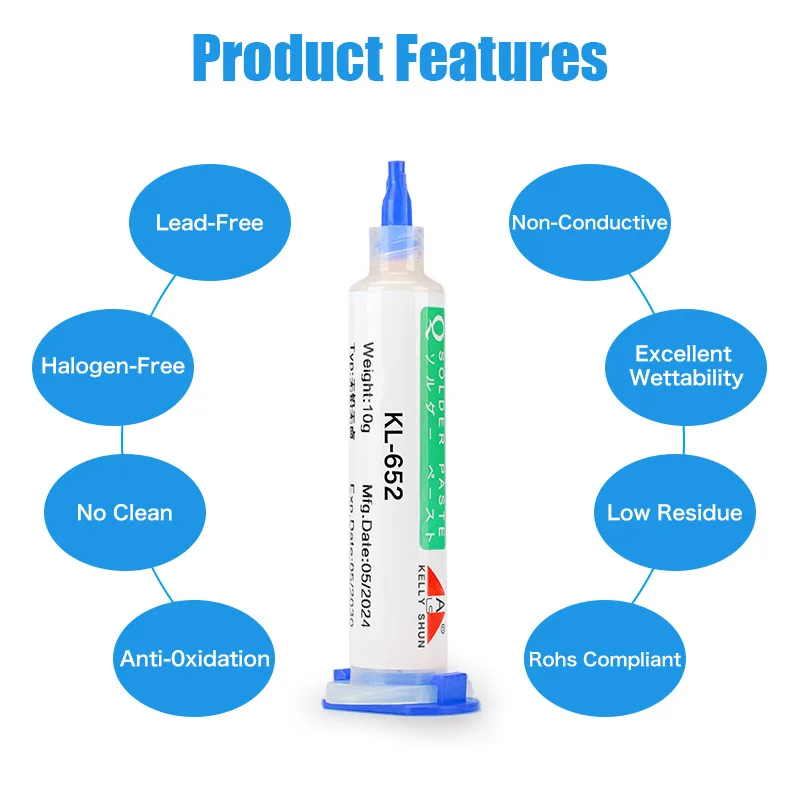 KELLYSHUN KL-652 Solder Flux for Electronics 10CC No Clean Solder Flux Paste For BGA/SMD/Phone Etc. Lead Free Rosin Flux Paste