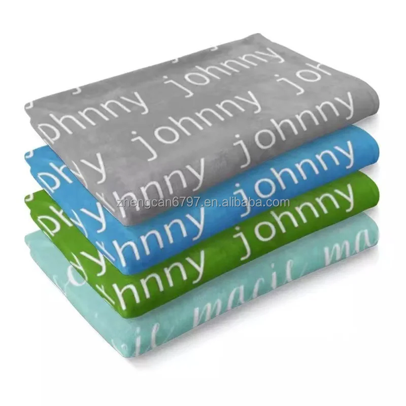 Wholesale Warm Blankets Cute Cartoon Quilted Baby Blanket Flannel Name Flower Printed Infant Blanket