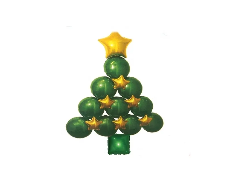 Wholesale 18 inch yellow green heart-shaped balloon circle christmas tree balloon for christmas decoration