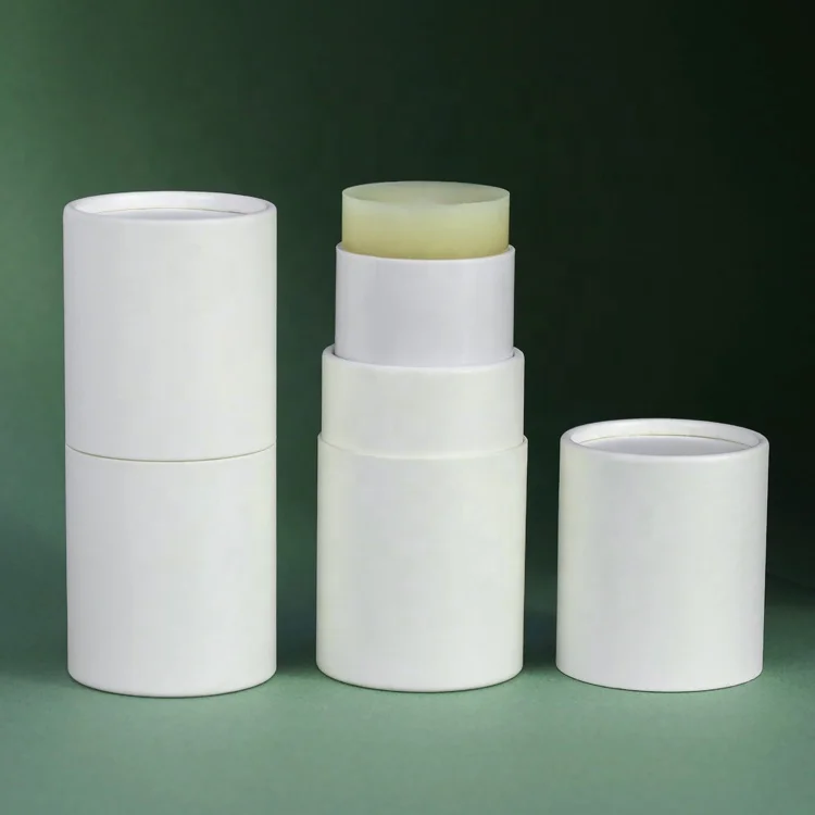 Body fragrance cardboard cylinder oval shape packing lip balm stick containers twist up paper tube packaging solid perfume box