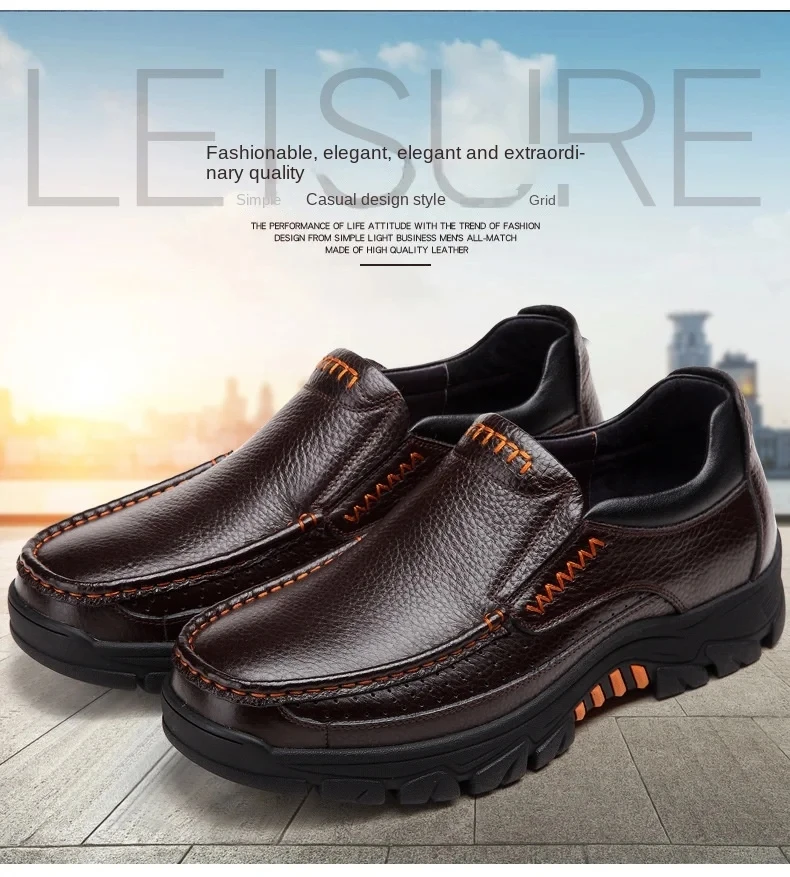 Handmade Leather Men Casual Shoes Soft Sole Wedding Loafers for Men Breathable Slip-on Luxury Business Dress Oxford Shoes
