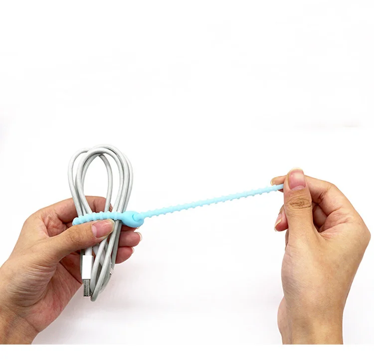 Multipurpose Small Gadget Elastic Silicone Cable Twist Ties Management Silicone Earphone Wire Strap Lanyard Organizers