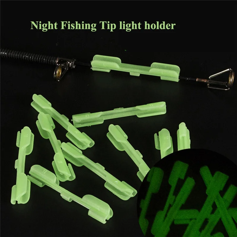 10pcs/set Night Fishing Rod Tip Light Holder Fishing Tackle Accessories Lure Clip Used On Fishing Rod For Chemical Light Stick