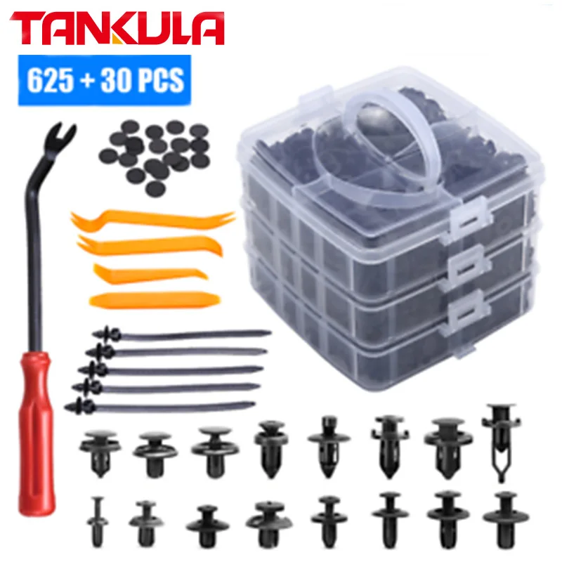 Factory Price Auto Parts 655 Pcs Car Retainer Clips Fastener Different Sizes Bumper Clips Auto Clips