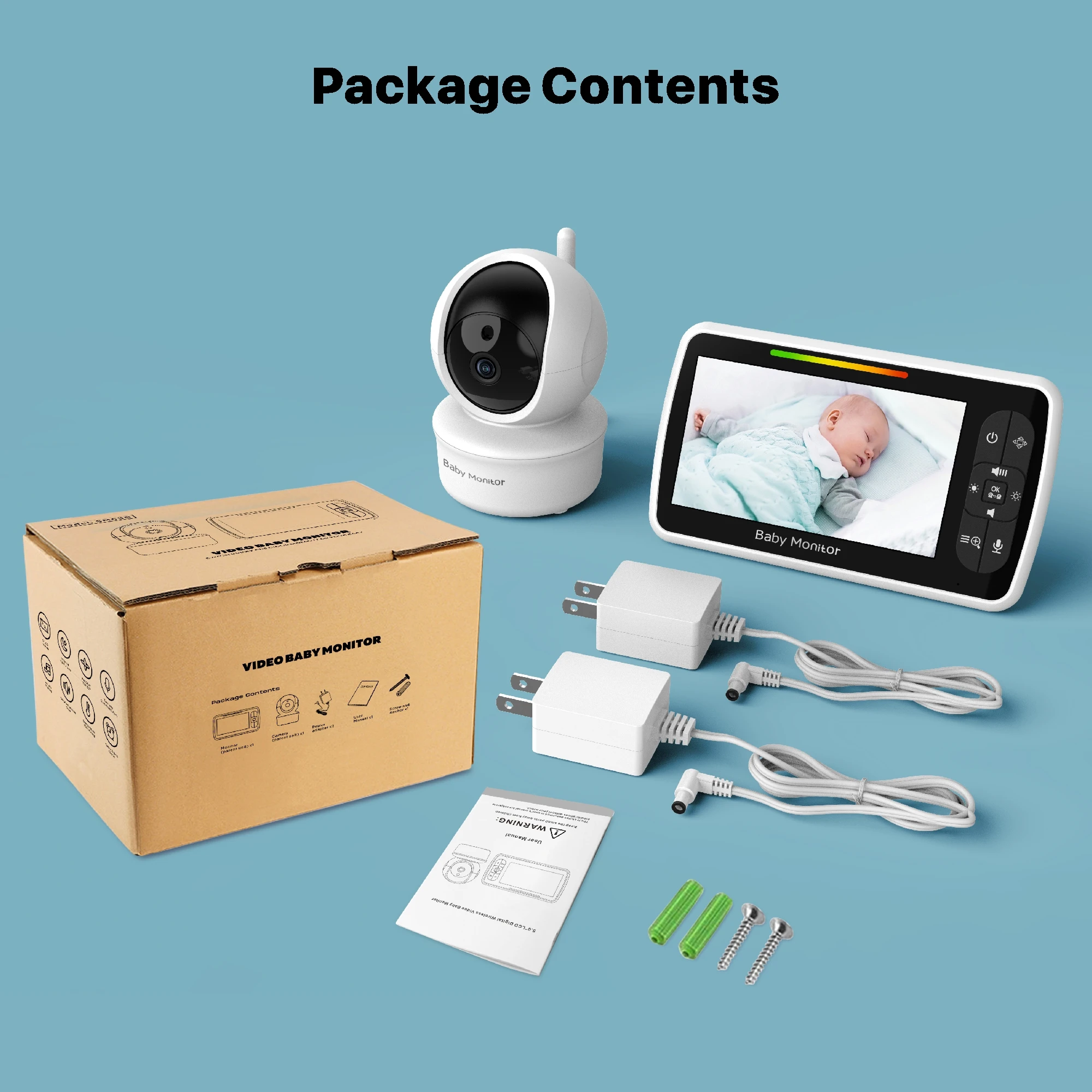 2022   Factory Digital Video Baby Smart Monitor 2.0MP  HD wireless Crying Detection camera wifi monitoring baby monitor