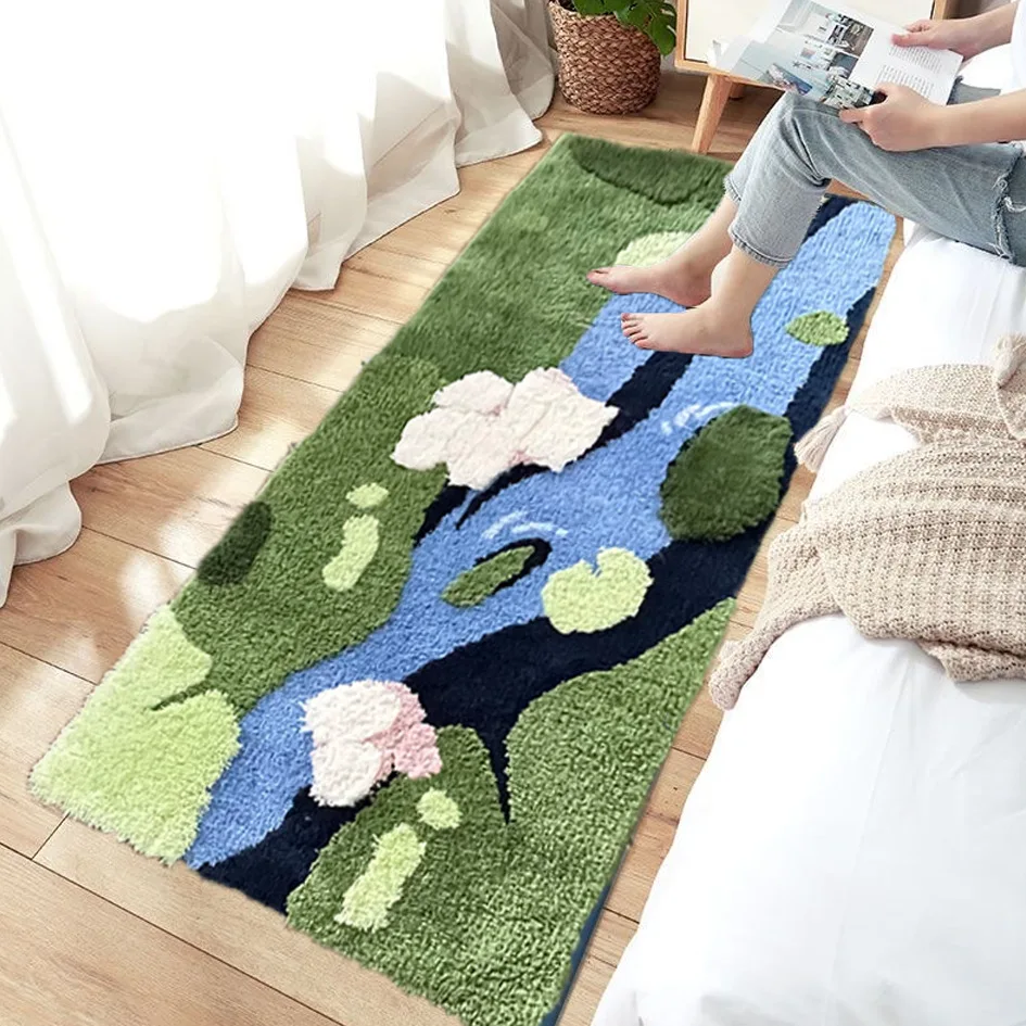 New Light Luxury Plant Flower Bedroom Carpet Long Strip Polyacrylonitrile Fiber Carpet Machine Washable
