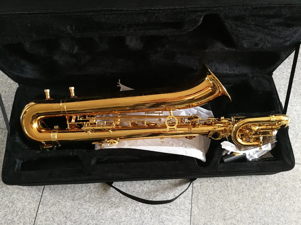  Лучшая цена хорошее качество золотой лак желтый латунный корпус sax Eb tone/key баритон саксофон