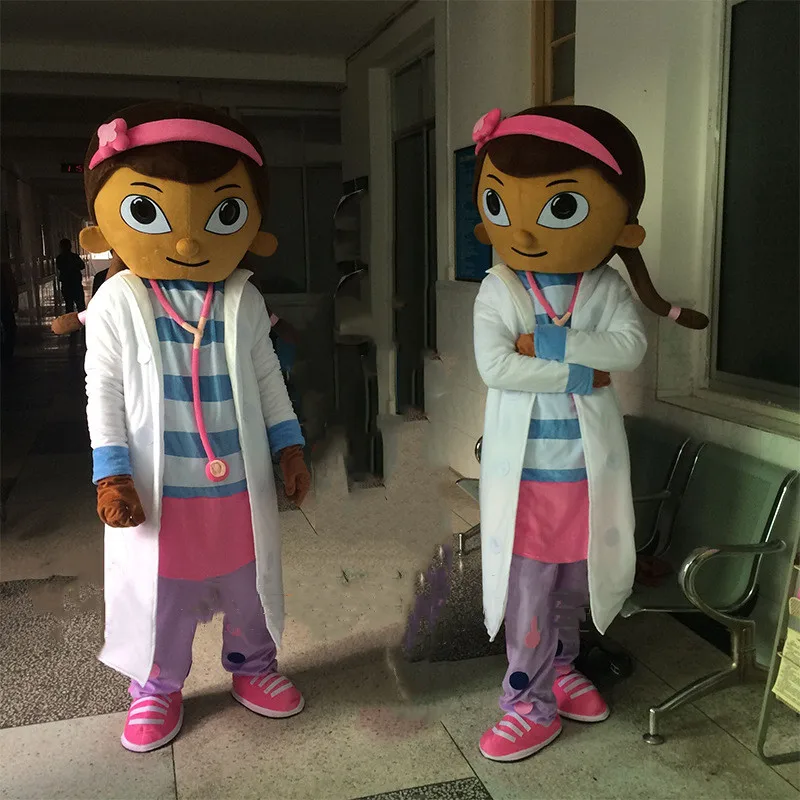 Running Fun Doc Mcstuffins Mascot Costume Custom Cartoon Character Plush Fur Mascot Cosplay Suit For Adults
