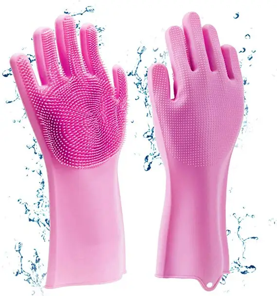 BPA Free Heat Resistant Magic Silicone Hand Scrubber Gloves Kitchen Dish Washing Dishwashing Gloves