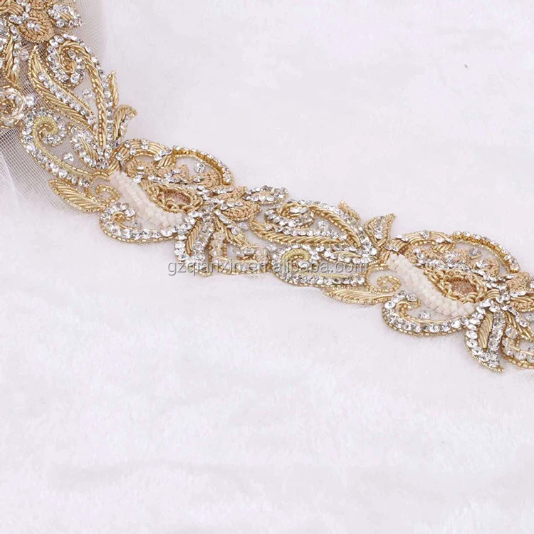 
Wholesale Gold Rhinestone Beaded Trims On A Roll 