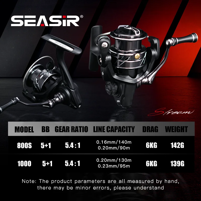 SERSIA STREAM MAX 6 кг BB 5 + 1 DRAG Сверхлегкая 139 г 800-1000 металлическая винтовая ручка с силовой ручкой Спиннинг рыболовная Катушка