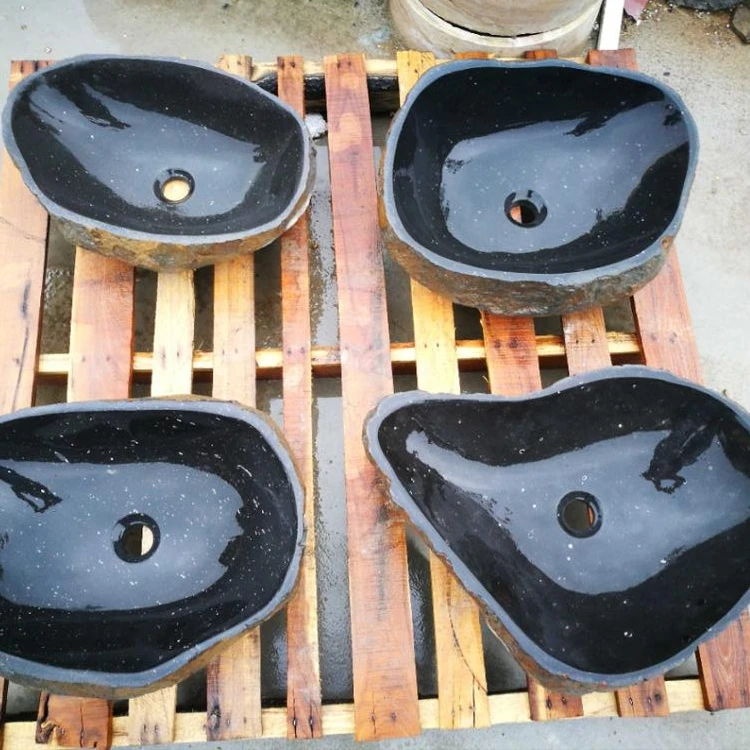 Wholesale cheap dark green natural river stone sinks