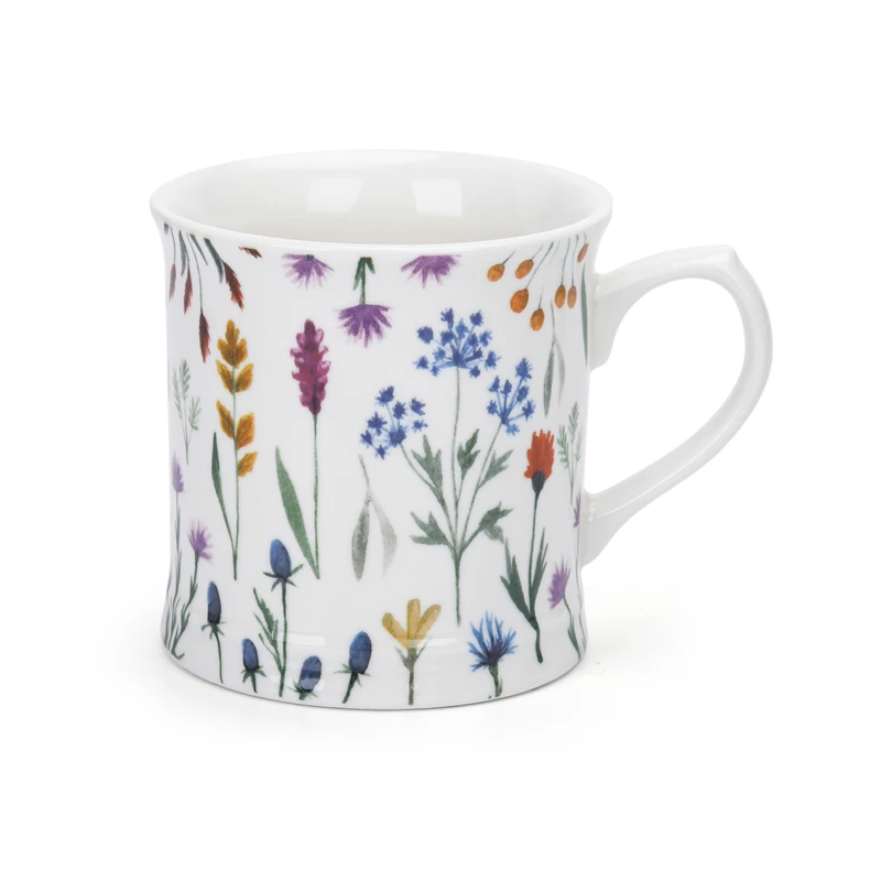 manufacturer garden flora bee and butterfly color glaze clay ceramic coffee mug with handle