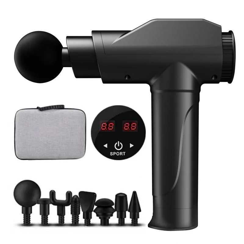 Handheld Touch Screen Carbon Silent Booster Impact Flow Percussion Fascial Adjustable Kraftgun Massage Gun