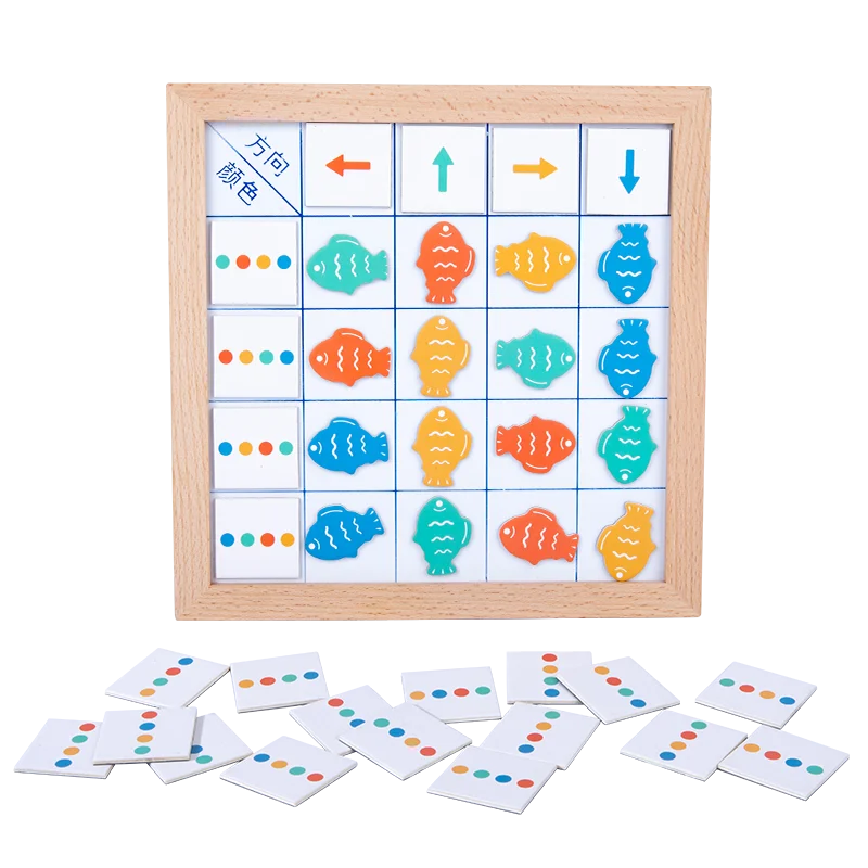 Magnetic Fish Color Arrow Direction Cognition Game Children Puzzle Early Education Logical Thinking Training Wooden Toys
