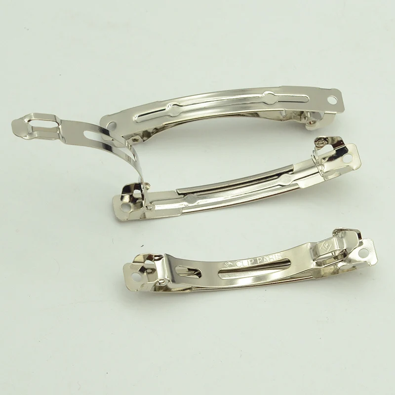 7cm Wide Two Parts Curled Edges Metal French Barrettes Clip Paris  Automatic Hairpins for DIY Kids Girls Hair Accessories