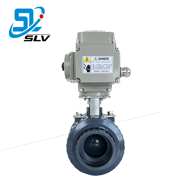 Hot Sale 1/2-4 Inch PVC UPVC Plastic Double union ball Valve  With Electric Actuator