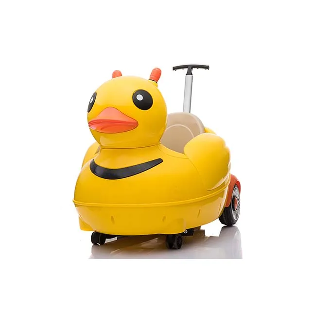 С изображением Уточки самоходная машинка игрушечного электрического мотора, машина для детей с push бар и пульт дистанционного управления