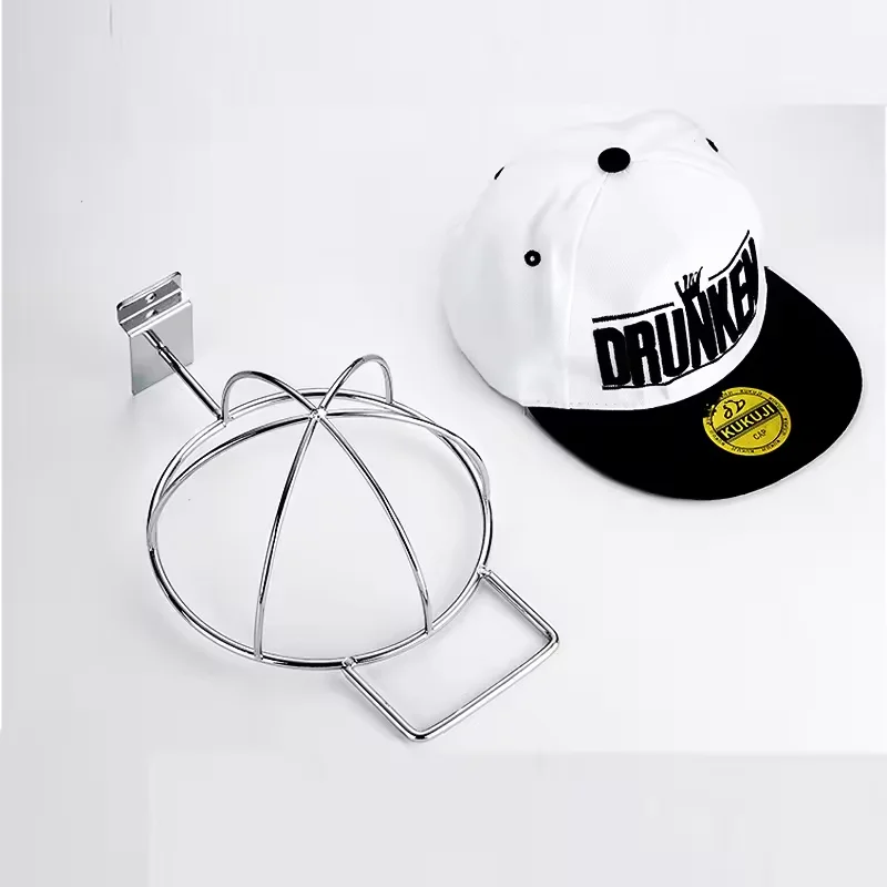 Slatwall Chrome Hat Holder Hat Cap Rack Display wire Cap Hanger for Retail Store