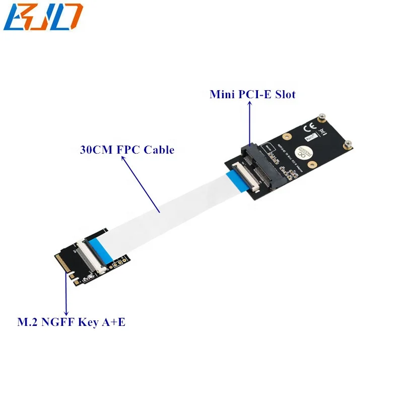 
Mini PCIe PCI E Wifi BT Module Adapter to M.2 key A Key E Key A E Interface Converter Riser Card with 30cm FPC Cable 
