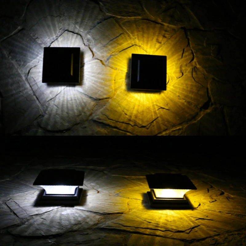 Outdoor waterproof black plastic solar powered post deck fence cap light 6x6