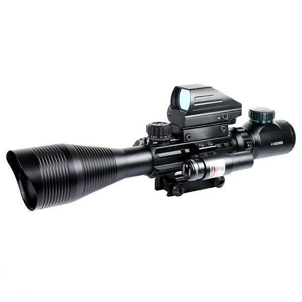 C4-12x50EG Dual Illuminated Scope+ 4 Holographic Reticle Red/Green Dot sight with Red Laser Combo Scope