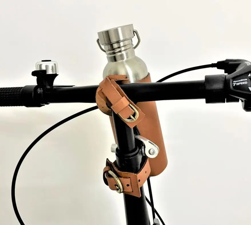 Hot sale Outdoor Cycling Bike Coffee Cup Holder Bicycle Water Bottle Holder Leather Kettle Package Handlebar Bag