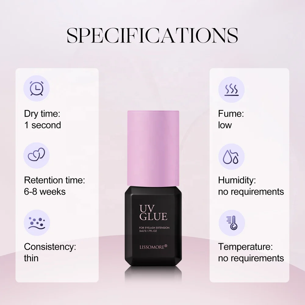 LISSOMORE Professional Waterproof UV Eyelash Glue for Eyelashes Extension Lash Extension Adhesive
