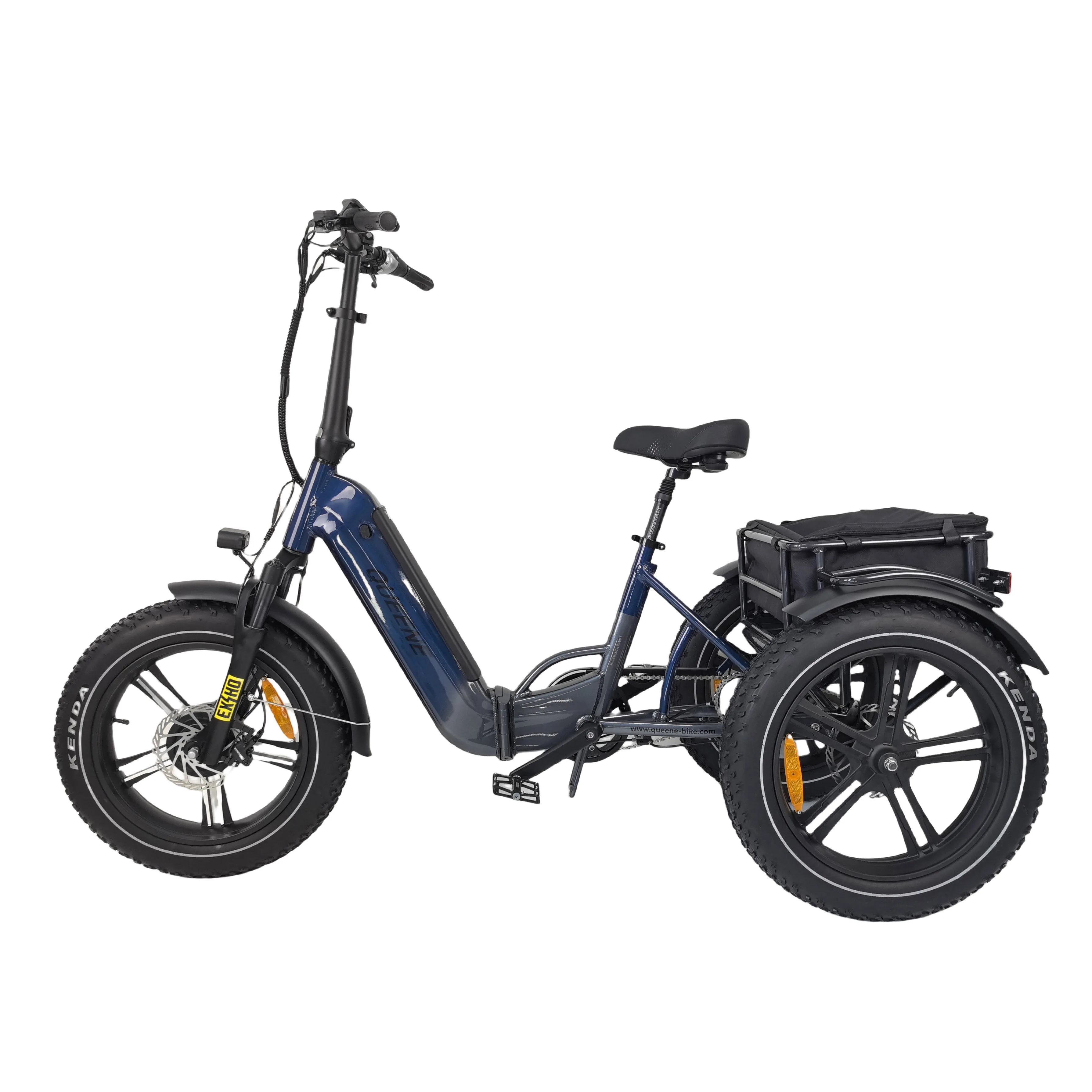 QUEENE Custom High Speed 750w Motor Fat Tyre Three Wheel E-trikes Electric Tricycles Foldable Electric Cargo Bike
