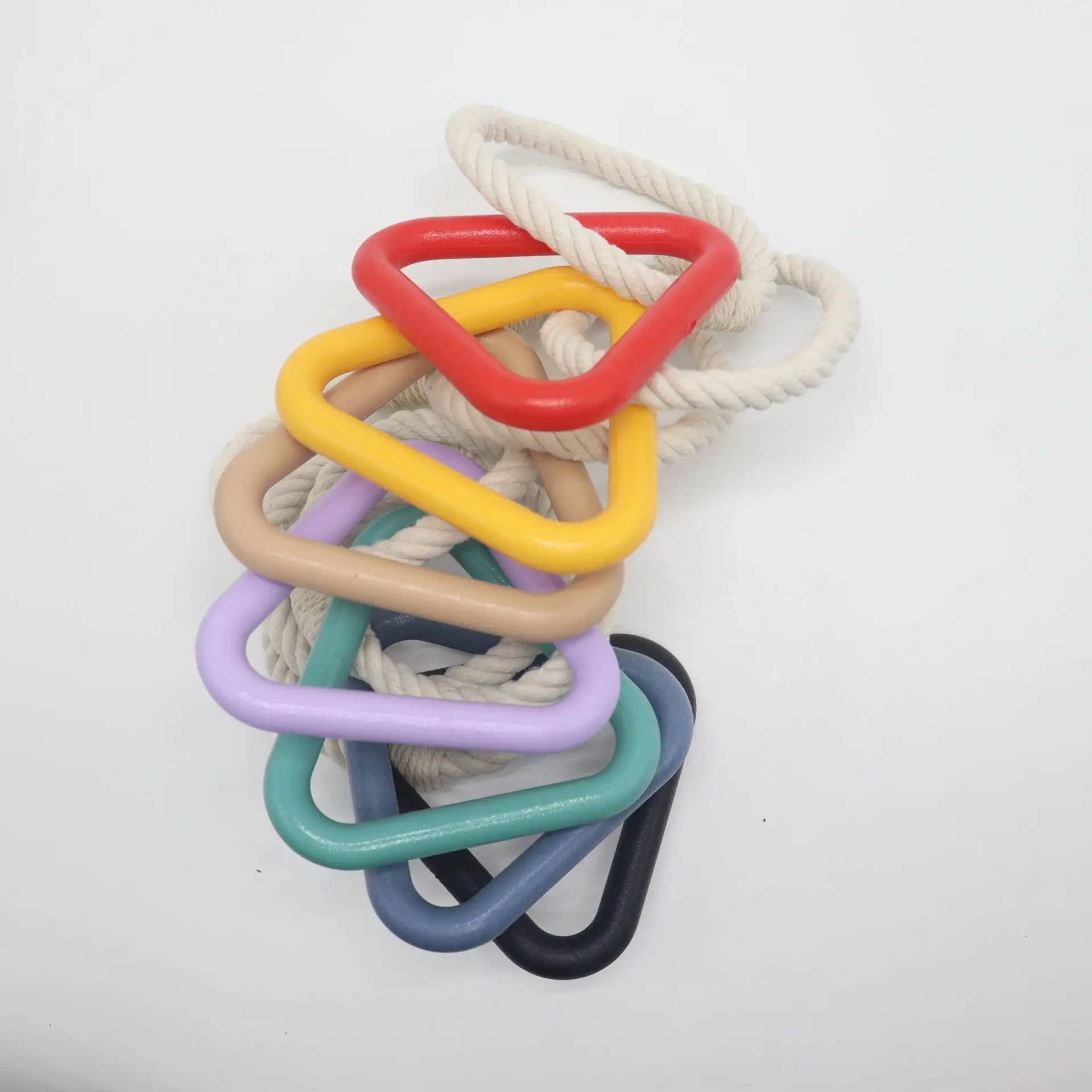 Hot Selling Dog Toys Triangular Dog Cotton Rope Chew Toys Pull Ring Tension TPR Rubber Pet TPR Dog Chew Toys