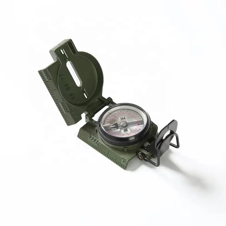 US Phosphorescent Lensatic Compass Olive Drab Accurate Waterproof Hand Held Compasses With Pouch