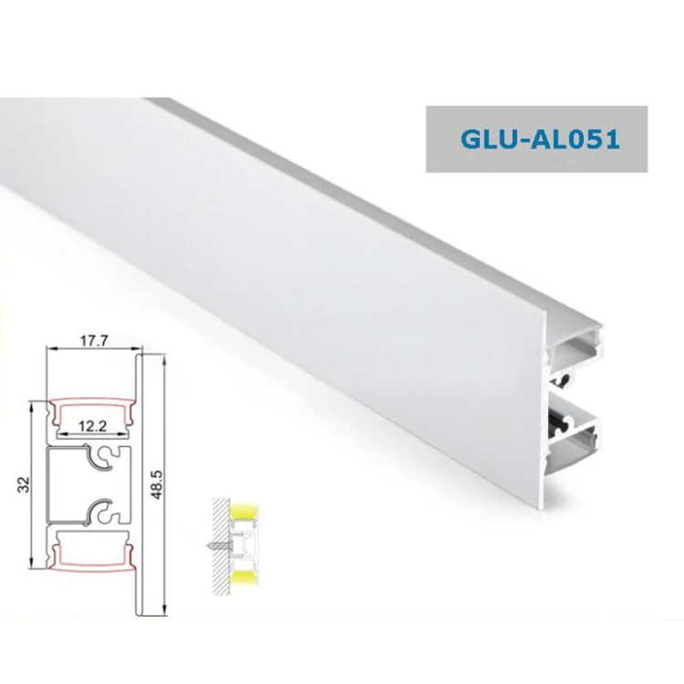Edge Lit Aluminum Led Profile For Led Strip, Up And Down Alu Led Channel