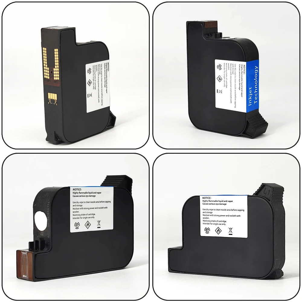 Compatible 42Ml Black Inkjet Printers Semi-Automatic Solvent Ink Cartridge 12.7Mm