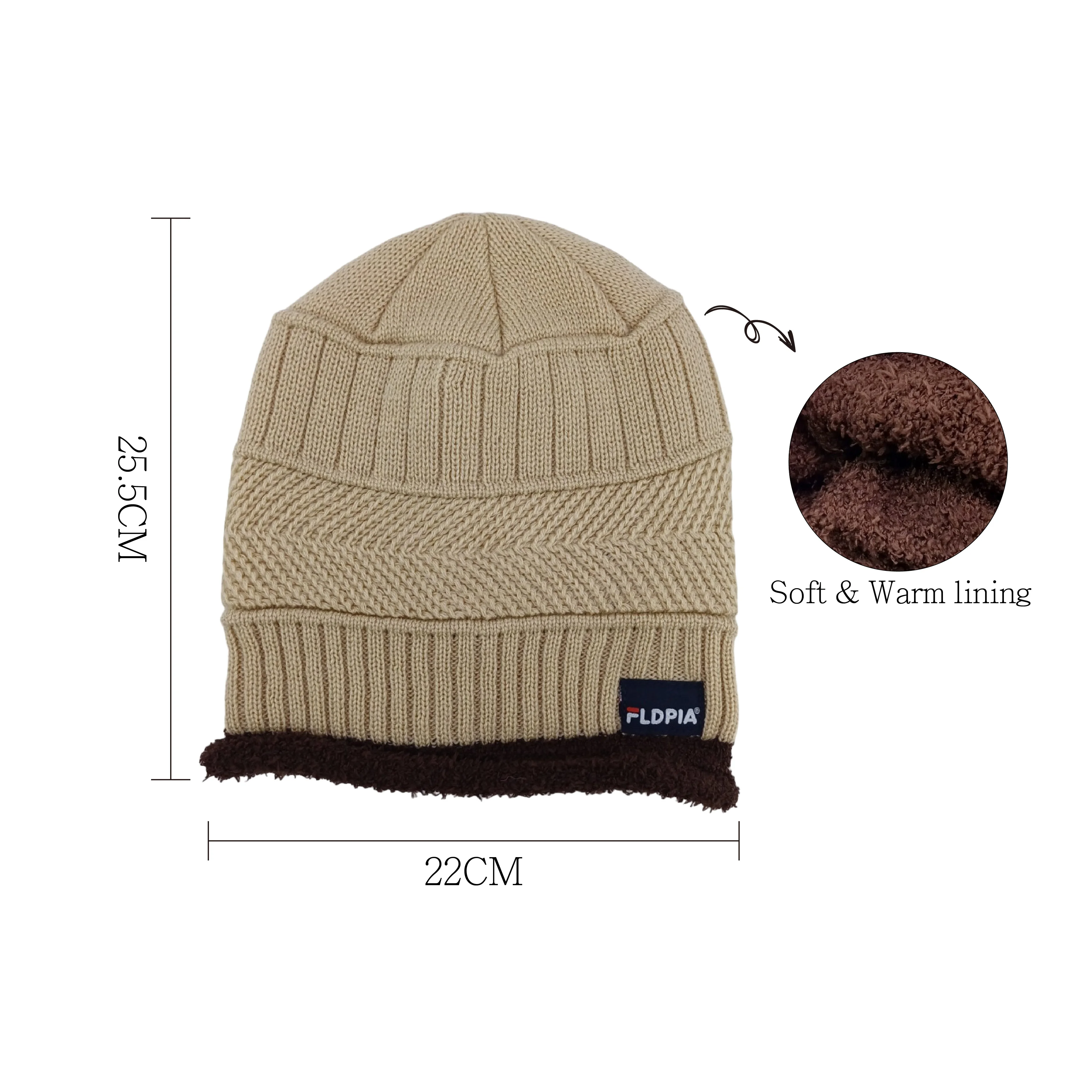 Hip Hop Style Winter Cold Hat Woven Thickened Acrylic Beanies Soft Knitted Warm Hats