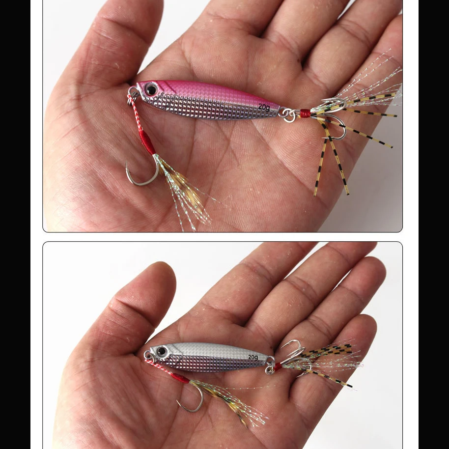 Lead Fish Metal Jig With Hooks Sinking Saltwater Freshwater Shore Paillette Knife Wobbler Artificial Fishing Lures