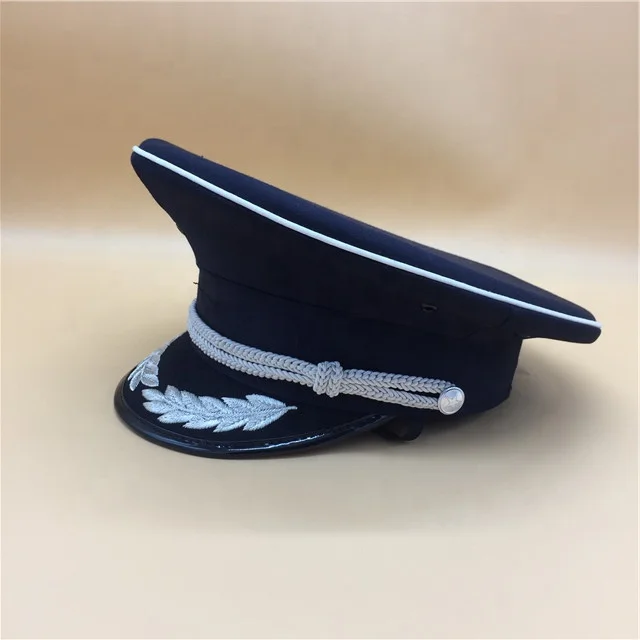 Men Custom Cap black officer Hat with peaked Hats