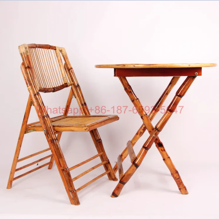 Outdoor Bamboo folding round table