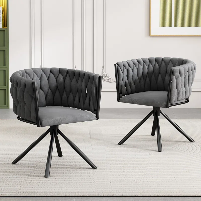 High-end Indoor Furniture 360 Degree Swivel Chair Leisure Armchair With Velvet Fabric Cushion Seat