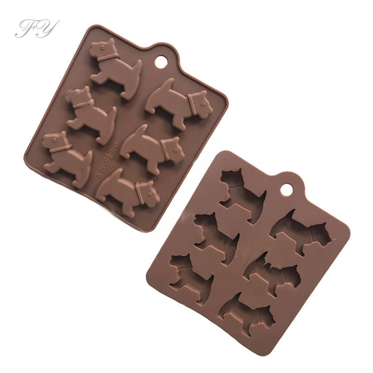 Spot wholesale 6 even puppy silicone chocolate mold handmade fondant mold household DIY cake mold