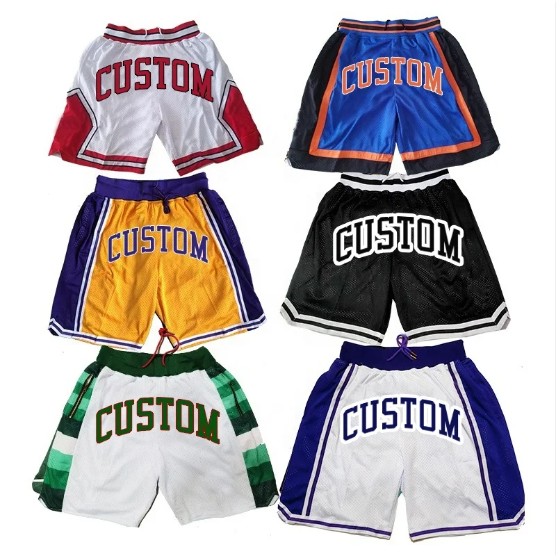 Wholesale Just Mens Don Throwback Basketball Shorts Hip Hop Magic Polyester Quick Dry Embroidery Mesh Sports Wear With Logo