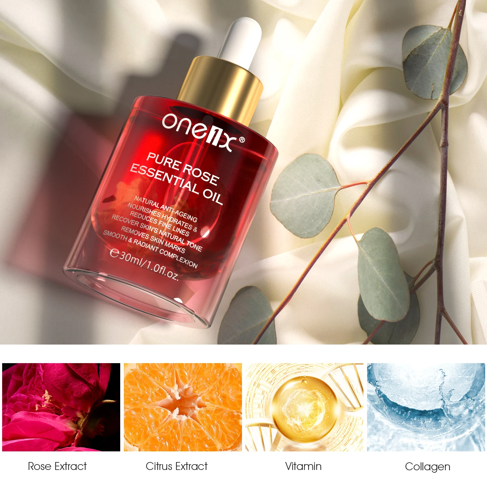 ONE1X Private Label Moisturizer Nourishing Anti Acne Face Rose Essential Oil,rose Fragrance Oil,facial Organic Rose Oil