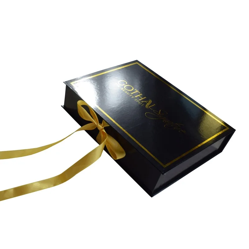 Momei Custom Design Wig Ribbon Can Be Tied With A Bow Cardboard Flap Box Book Gift Box