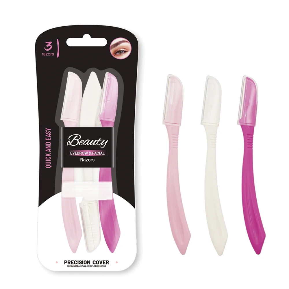 3 pieces eyebrow razor + 1 piece precision cover, micro blade eyebrow razor dermaplane razors, facial razors for women