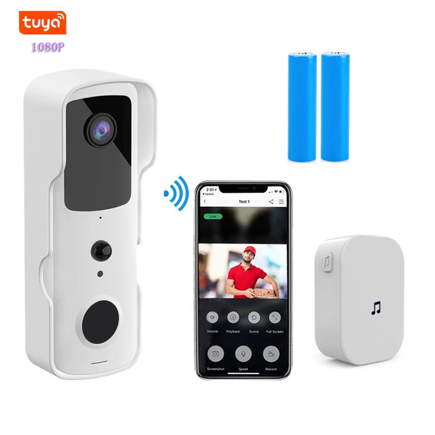 Waterproof 1080P Ce Plug Infrared Camara Door Bell  Smart Design Hd Video Tuya Wifi Ip Doorbell With Camera
