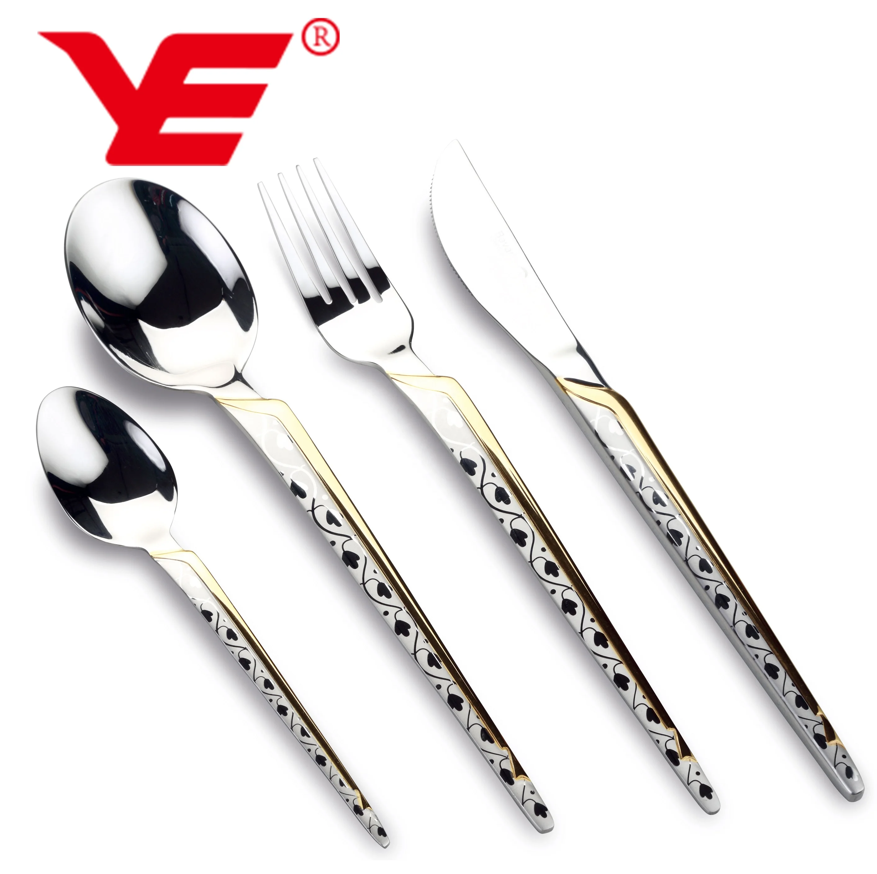 Stainless steel silver spoon and fork with LASER design for customized order