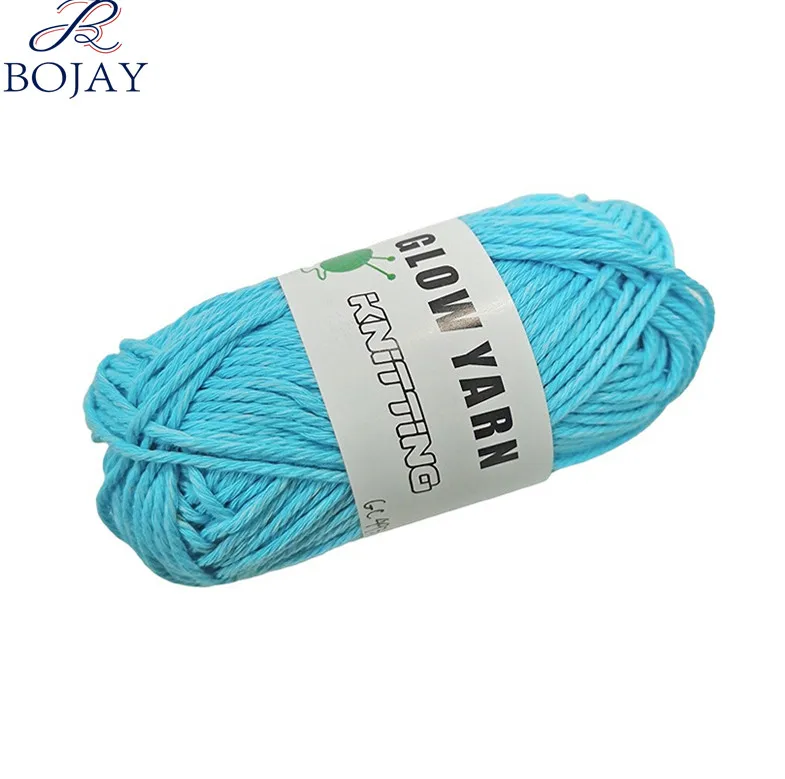 Bojay 2mm Luminous Fancy Crochet  Glow Yarn 90% Cotton 10% Luminous Yarn For Knitting